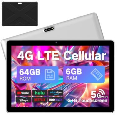 Imagem de Tablet Android 13 de 10,1 polegadas, tablets celulares 2025 com compartimento para cartão SIM, 6 GB + 64 GB, suporte para expansão de 1 TB, tablet com capa, 1280 x 800 IPS, 5 MP + 8 MP 5000 mAh,