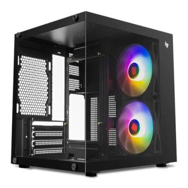Imagem de Gabinete Pichau Atom X | Mini-Tower | Vidro Temperado | 2 Fans Rainbow | Suporte Water Cooler 240mm | Preto | PG-ATOMX-BK