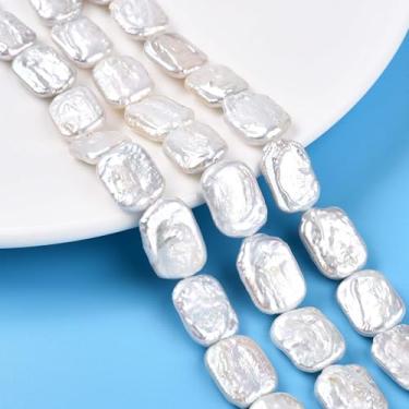 Imagem de LiQunSweet 22 peças 16-18 mm contas de pérolas naturais retangulares naturais de água doce pérolas soltas para joias faça você mesmo, pulseira, colar, brinco, bolsa, chaveiro, decoração de telefone