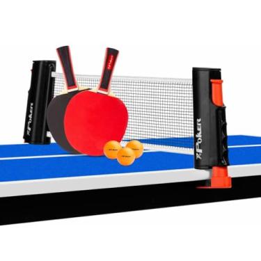 Imagem de Kit Ping Pong Poker Pro 2 Raquete Rede Retrátil 3 Bolas