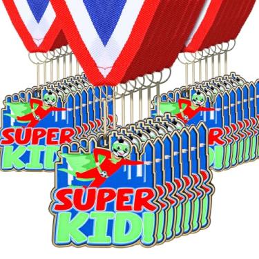 Imagem de Quelay 20 medalhas de futebol de 6 cm, medalhas de prêmio de futebol infantil com fita, troféus de prêmio de futebol para competições esportivas, celebrações e lembrancinhas de festa, metal