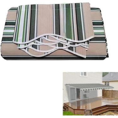 Imagem de Toldo De Pátio Retrátil Manual Tecido Substituição Capa De Toldo De Janela Sombra Impermeável Abrigo De Sol Dossel Sombra De Sol Lona Para Deck De Quintal, Stripe, 3.5x2.5m