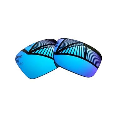 Imagem de MYCOURAG Lentes de reposição polarizadas com proteção UV para óculos de sol Oakley Jupiter Sqaured OO9135 – Azul gelo espelhado revestido polarizado