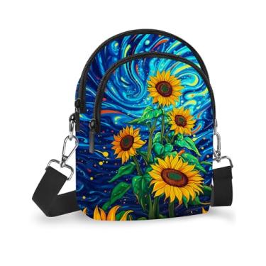 Imagem de Yrebyou Bolsa para celular pequena bolsa transversal feminina alça de ombro carteira casual viagem com alça ajustável, Azul escuro, Tendência