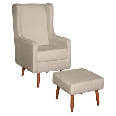 Imagem de Poltrona de Amamentação Retrô com Pés Palito e Puff - Fratello