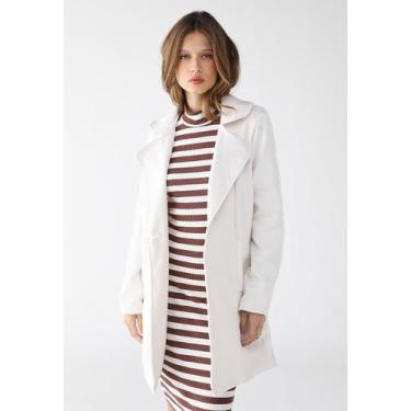 Imagem de Casaco Feminino Lã Batida Soft Botão Unitário - Levosch, Off white, M