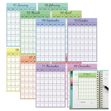 Imagem de 12 peças de papel de planejamento mensal com 3 folhas de planejamento mensal de 2025 para personalizar agendas, calendários, cadernos sem data