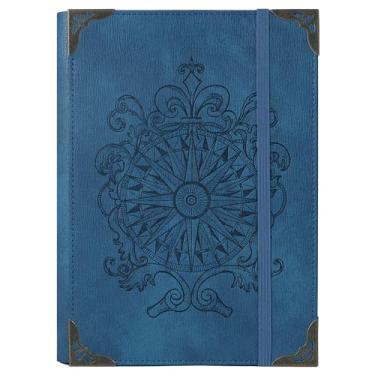 Imagem de TIEFOSSI A5 Pasta de 6 anéis para mulheres e homens, diário de couro PU com tampa dura, diário vintage bússola, cadernos retificados para a escola, agenda, viagens, trabalho, organizador