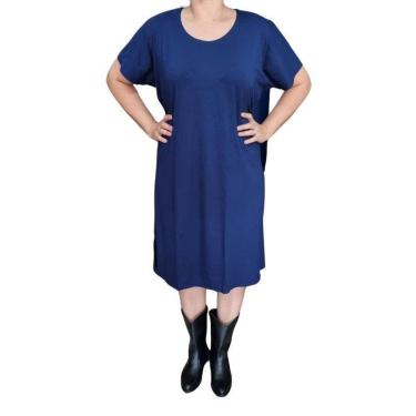 Imagem de Vestido Rodher Básico MC Azul Marinho Plus Size-Feminino