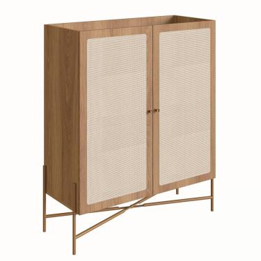 Imagem de Buffet Bar Oslo 2 PT Hanover e Dourado 110 cm