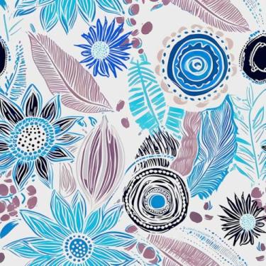 Imagem de Papel de parede Boho Peel and Stick, branco/azul/roxo, vintage, floral, 44,5 x 299,7 cm, papel de parede com flores botânicas, autoadesivo, removível, impermeável, para prateleiras de banheiro