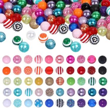 Imagem de 50 peças de contas de 20 mm para canetas, contas de strass de chiclete de acrílico para fazer joias, contas de artesanato com furos, contas grandes de resina de cristal para caneta, chaveiros