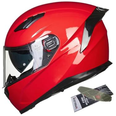 Imagem de ILM Capacete de moto de neve para capacete completo com encaixe Pinlock antiembaçamento viseira dupla Motocross ATV Casco para homens e mulheres DOT ECE (vermelho, P)