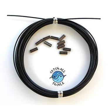 Imagem de Kit de cabos revestidos de vinil preto de aço inoxidável de 49 fios 30' com 10 crimps, Preto, 1.8mm 600lb 2.2mm crimp