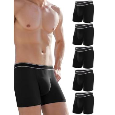 Imagem de TIICHOO Cueca Boxer Masculina Para Incontinência, Lavável, À Prova De Vazamentos Urinários, Algodão, Com Absorção 100 Ml, Pacote 5 (Extra Grande, Preta)
