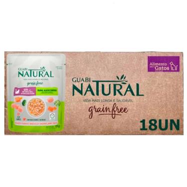 Imagem de Ração Úmida Guabi Natural Sachê Gatos Grain Free Frango Salmão e Vegetais 85g 18 Unidades