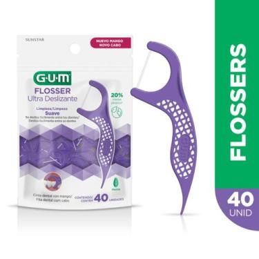 Imagem de Flosser Ultra Deslizante Roxo GUMFita Dental Adulto com Cabo  40 unida