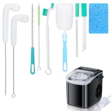 Imagem de Conjuntos de escovas de limpeza de gelo, 11 kits de ferramentas de limpeza de máquina de gelo - 10 peças de cerdas de nylon com 1 esponja de limpeza, escova de limpeza de detalhes