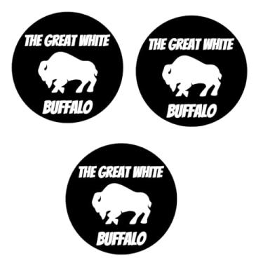 Imagem de Adesivos de telefone (3) adesivos mini búfalos brancos grandes | Adesivos redondos de búfalo branco de 2,5 cm | Vinil durável incrível | telefones, laptops, garrafas de água e mais