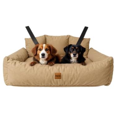 Imagem de Bolsa de Transporte Assento de Carro e Caminha Pet Impermeável Extra Grande com Cinto de Segurança (Bege)