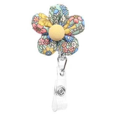 Imagem de Carretel de crachá de flor, clipe retrátil, carretéis florais fofos para crachá decorativo, margarida, clipe de identificação para enfermeiras, assistentes médicas, hospitais, mulheres - verde escuro
