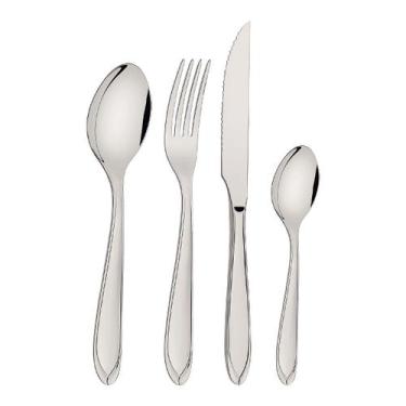 Imagem de Faqueiro para Churrasco Laguna em ACO INOX 16 Pecas com Acabamento em 