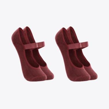 Imagem de Kit 2 Pares de Meias Lupo Sapatilha Antiderrapante 04945-102, Vinho, M