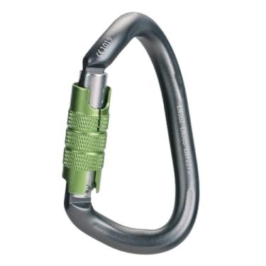 Imagem de Generic Mosquetão de escalada para serviço pesado com trava automática, clipe de mosquetão de escalada de 25 kN, trava giratória versátil em formato D para