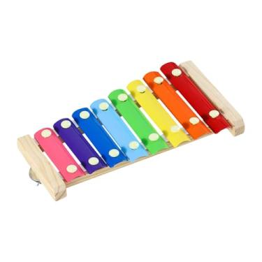 Imagem de Bothyi Xilofone de brinquedo para galinhas, Xilofone de brinquedo de madeira para galinhas, com 8 chaves de metal, divertido e colorido, jogo de,