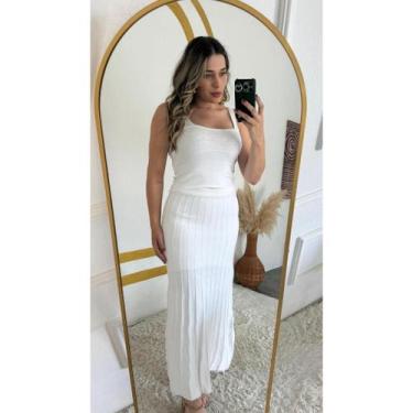 Imagem de Conjunto Feminino Tricô Modal Verão Blusa Regata Links + Saia Longa Ca