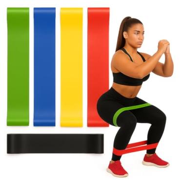 Imagem de Kit 5 Faixas Elásticas De Resistência Mini Band – Bandas De Exercício Para Pernas, Glúteos, Braços e Abdômen – Treino Funcional, Pilates, Yoga, Musculação e Fisioterapia – 5 Níveis de Intensidade