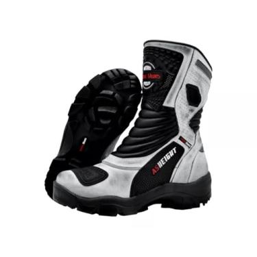 Imagem de 320AT-Bota Tênis Motociclista Cano Alto Couro com protetores de borracha Refletivos (Branco Alvejado, BR, Adulto, Numérico, 38)