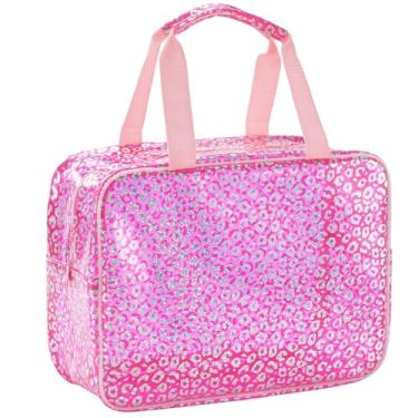 Imagem de UUYUUY Bolsa de maquiagem transparente de PVC, Oncinha, rosa, Bolsa de maquiagem transparente