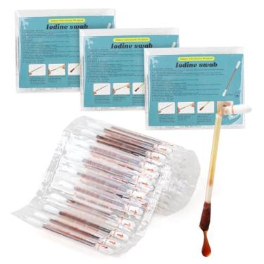 Imagem de Cotonete de iodo descartável, iodo médico embrulhado individualmente, cotonetes de iodo cotonetes de algodão de iodo para suprimentos médicos ao ar livre, cuidados com feridas e primeiros socorros