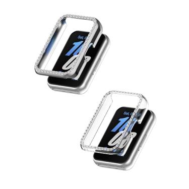 Imagem de Compatível com Samsung Galaxy Fit3 Bling Diamond Case PC Bumper Capas protetoras (sem protetor de tela), capas femininas com strass brilhante de cristal e acessórios para smartwatch (transparente +