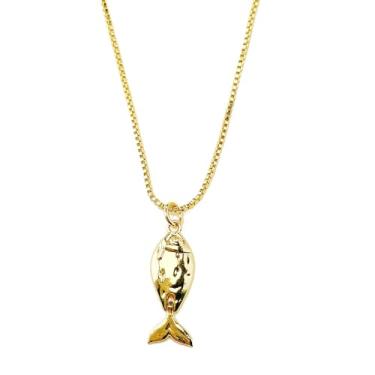 Imagem de Colar com pingente de peixe dourado para mulheres e homens, moderno, praia, peixe, colar havaiano, fofo, banhado a ouro, ajustável, estilo costeiro, boêmio, verão, oceano, joia minimalista para sua