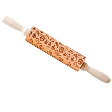 Imagem de Ioensy Rolo de massa em para Halloween, carimbo para biscoitos, ferramenta leve de cozinha, rolo de massa de madeira para assar tortas, biscoitos e, S