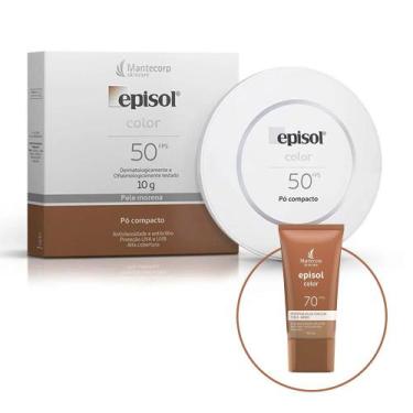 Imagem de Kit Episol Color Pó Compacto FPS50 Pele Morena 10g + Protetor Solar To