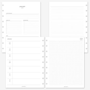 Imagem de MAY PAPER CO. 2026 Classic Happy Planner Week on Two Pages Weekly Planner Agenda Refil para 9-Discs Classic HP Notebook 19 x 23 cm (semanal com grade)