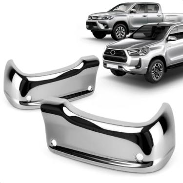 Imagem de Ponteira Parachoque Traseiro Hilux 2016 A 2025 Aço Cromado Com Furo Para Sensor (Lado Esquerdo)