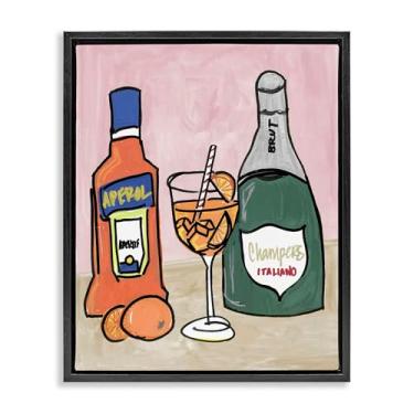 Imagem de Stupell Industries Aperol And Champagne Black Framed Floater Canvas Wall Art Design por NOLA JAMES, 21 x 17