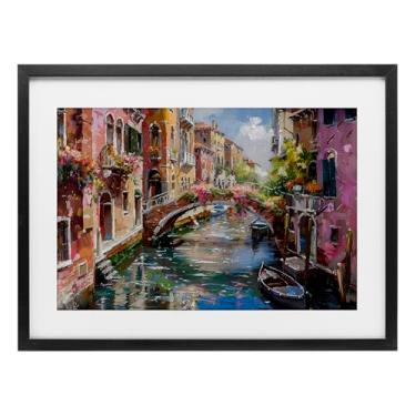 Imagem de Stupell Industries Reflexões de Veneza Impressão emoldurada preta sob vidro design por LSR Creative Studio, 43 x 58