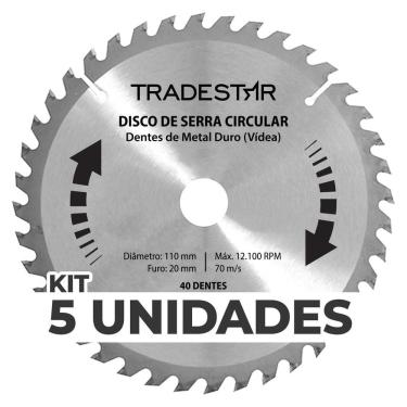 Imagem de Kit 5 Discos Serra Circular 40 D 110x20mm Makita