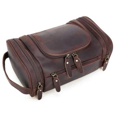 Imagem de Bolsa de higiene Polare Kit de barbear de couro de grão integral Dopp 