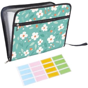 Imagem de CRASPIRE Pasta de arquivo expansível com 13 bolsos, tamanho carta A4, bolsa com zíper, sanfona, verde, organizador de documentos, com etiquetas adesivas, papéis expansíveis, armazenamento para casa