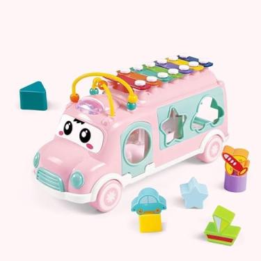 Imagem de Brinquedo Infantil Ônibus Musical Educativo Colorido com Xilofone e Peças de Encaixar | Brinquedo Interativo Didático para Bebês e Crianças