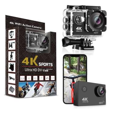 Imagem de Câmera de ação Pro Xtreme 4K - Câmera de vídeo ultra HD à prova d'água com Wi-Fi, lente grande angular de 170°, estabilização de imagem, várias opções de montagem - Câmera subaquática perfeita para