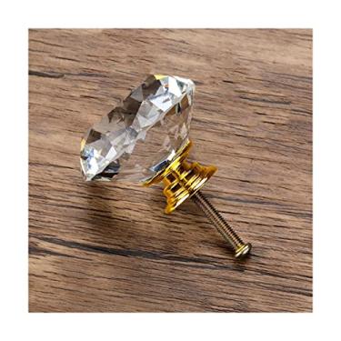 Imagem de Puxador de armário 40 mm maçanetas de porta de armário de cristal puxadores de gaveta de vidro corte diamante liga de zinco com puxadores de parafuso para armários cômoda decoração de casa puxadores