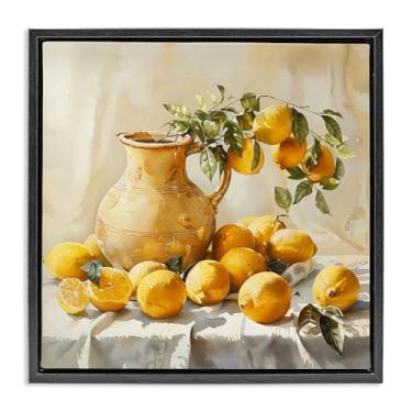 Imagem de Stupell Industries Arte de parede vintage Lemons and Pitcher Black Framed Floater Canvas da LSR Creative Studio, 25 x 25