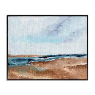 Imagem de Stupell Industries Vista costeira horizonte preto emoldurado giclée arte design por Nikita Jariwala, 28 x 35